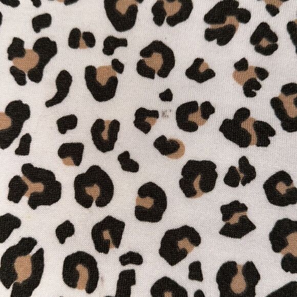 if it were me. L White Tan Black Leopard Animal Print Fleece Inner Crewneck Top - Picture 12 of 12